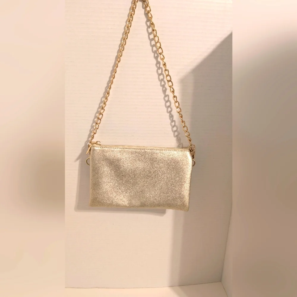 Jen & Co Gold Small Evening Bag with Gold Detachable Chain‎ Strap